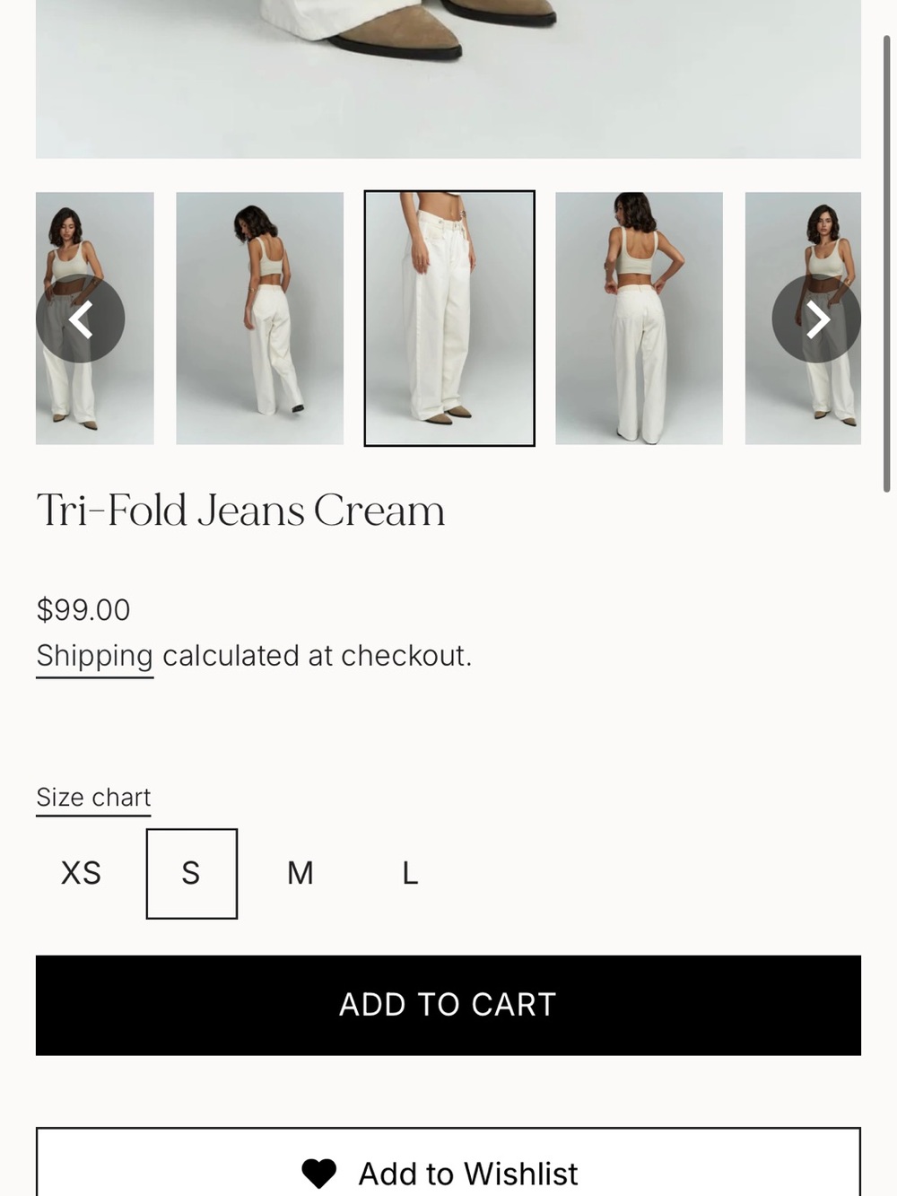 NWT Piral tri-fold jeans two-tone cream sz medium - Picture 6 of 10